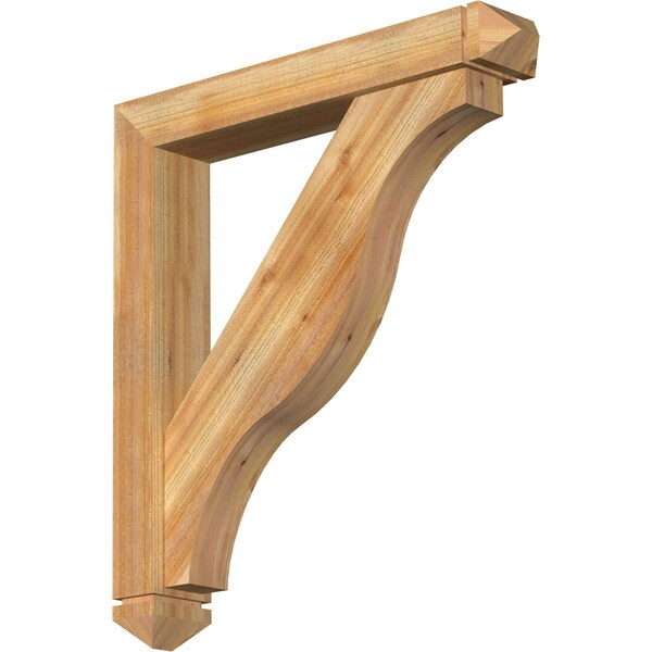 Ekena Millwork Funston Arts and Crafts Rough Sawn Bracket w/ Offset Brace, Western Red Cedar, 6"W x 36"D x 40"H BKT0604X36X40FST03RWR - main